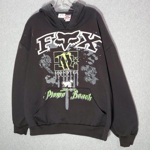 VINTAGE Fox x DC Men Sweatshirt‎ XL Hoodie Monster Ken Block 43 Pismo Beach READ